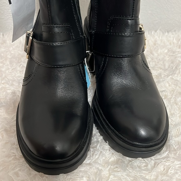 NWT Kenneth Cole Rhode Heel Buckle Polar Grip Black Leather Mid Calf Boots Sz 8 - Picture 8 of 11